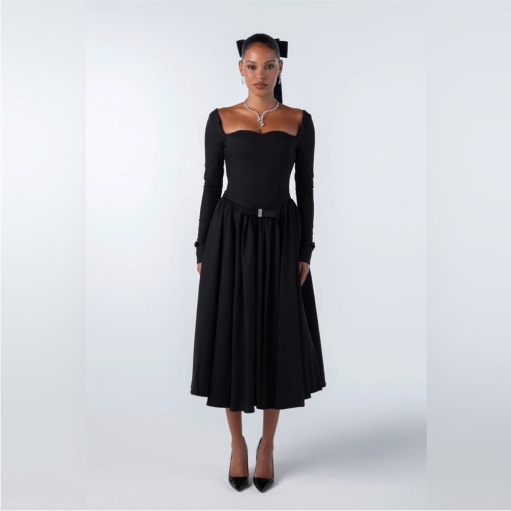 NWT Nana Jacqueline Bernadette Midi Dress Black Size S
